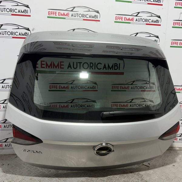 PORTELLONE OPEL CORSA F COMPLETO DI LUNOTTO E MOTORINO TERGICRISTALLI COLORE ARGENTO
